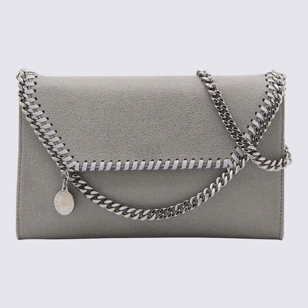 Shop Stella Mccartney Grey Faux Leather Falabella Crossbody Bag