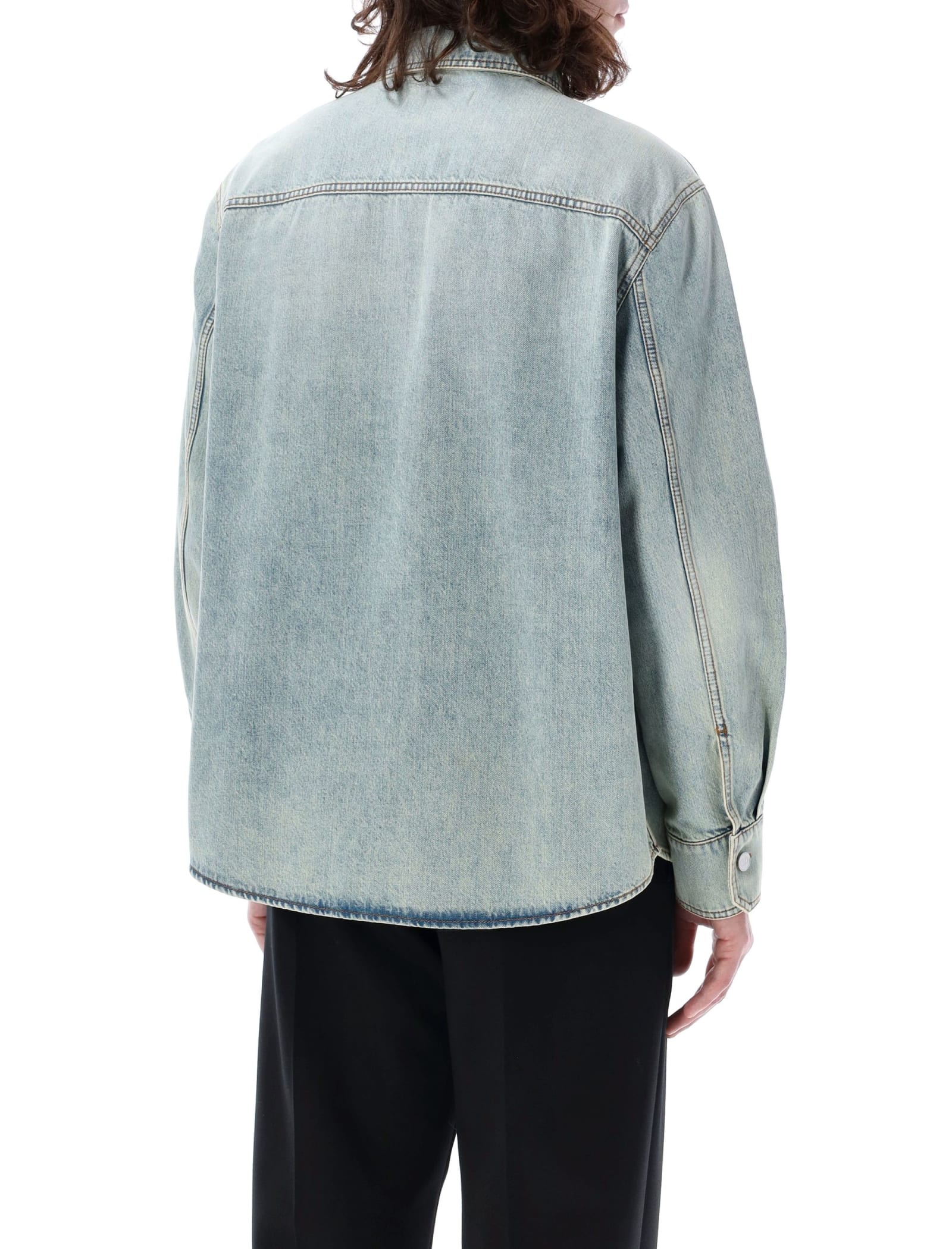 Valentino Logo-embossed Denim Jacket In Ligh Blue