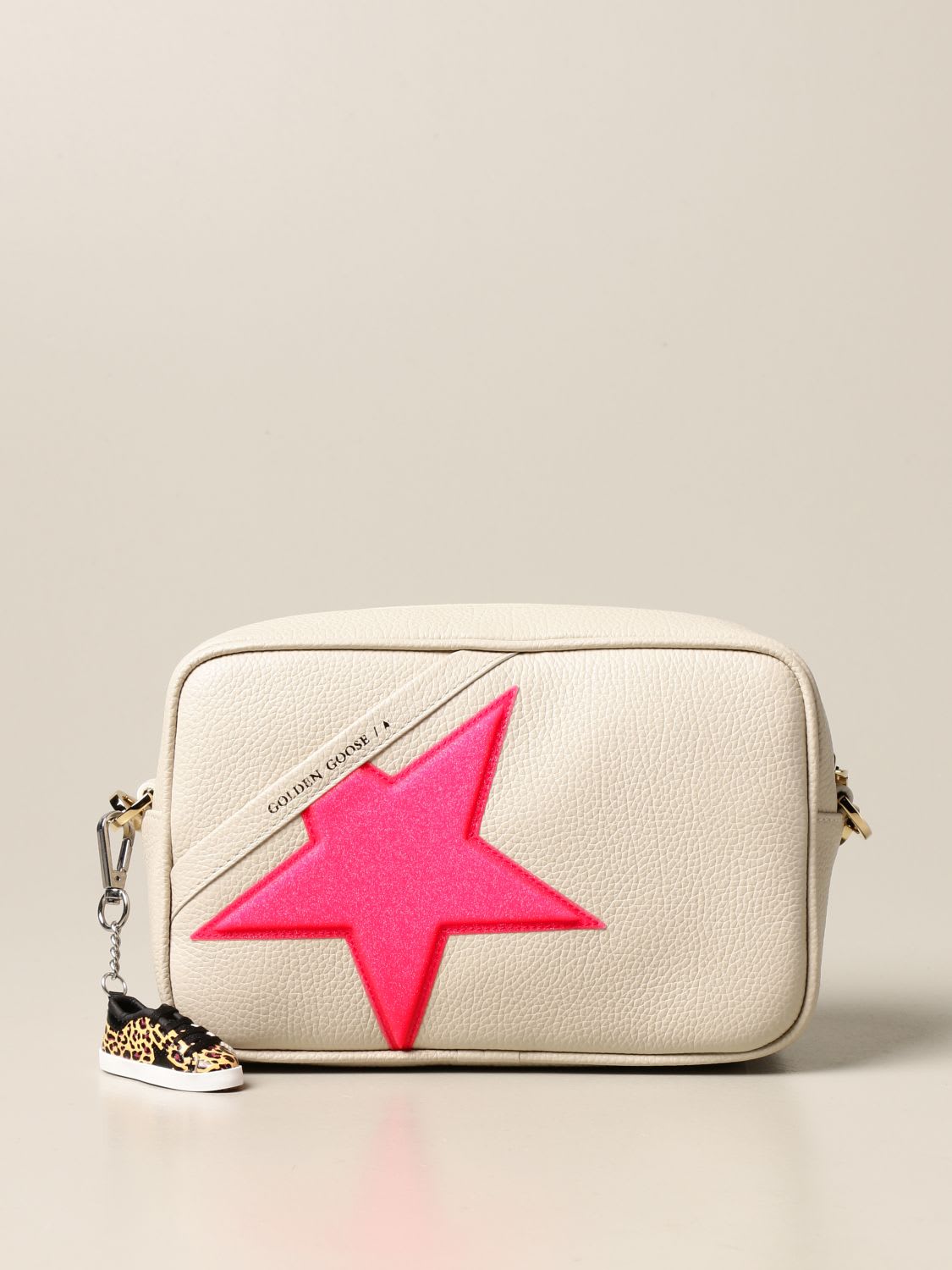 Golden Goose Crossbody Bags Star Golden Goose Bag In Textured Leather And Glitter Star