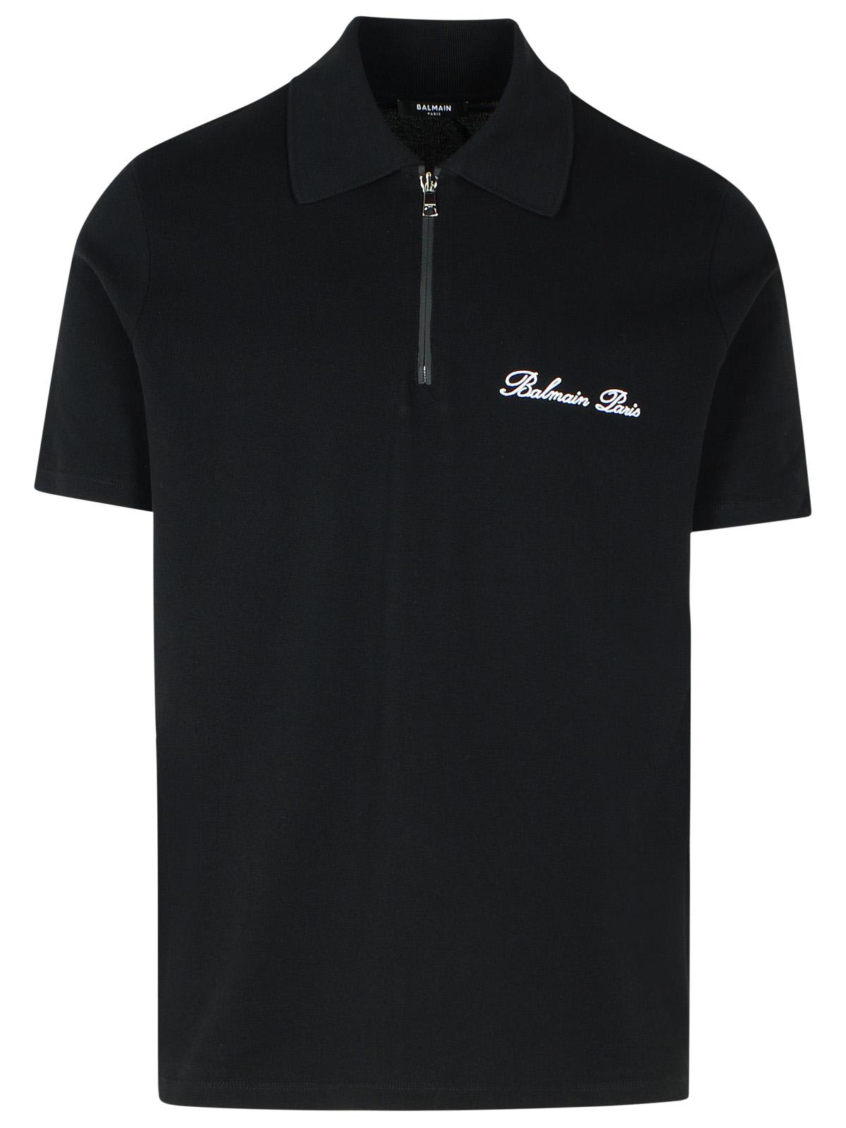 Black Cotton Polo Shirt