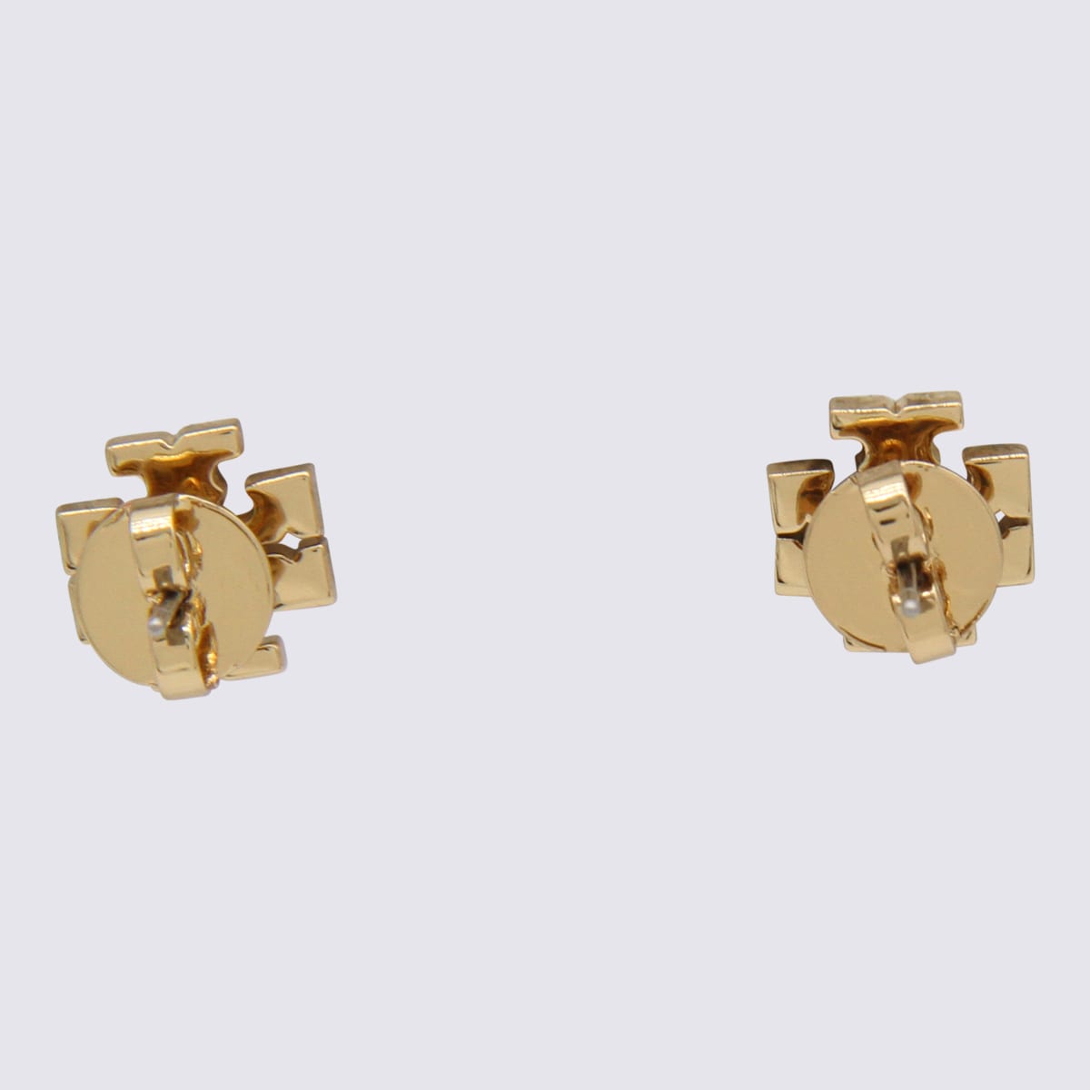 Shop Tory Burch Gold Tone Metal Earrings In Tory Gold / Crystal