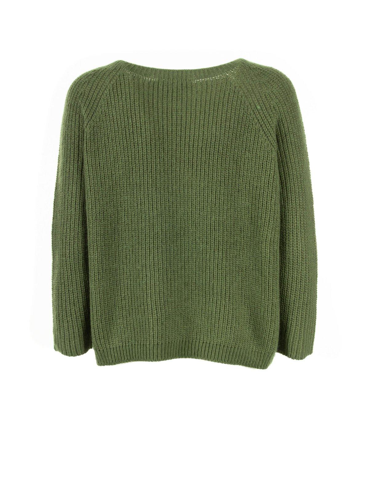 Shop Weekend Max Mara Crewneck Long-sleeved Jumper In Green