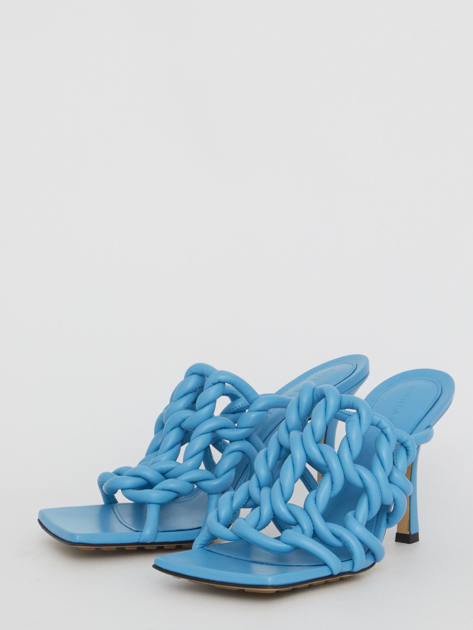 Shop Bottega Veneta Stretch Sandals In Blue