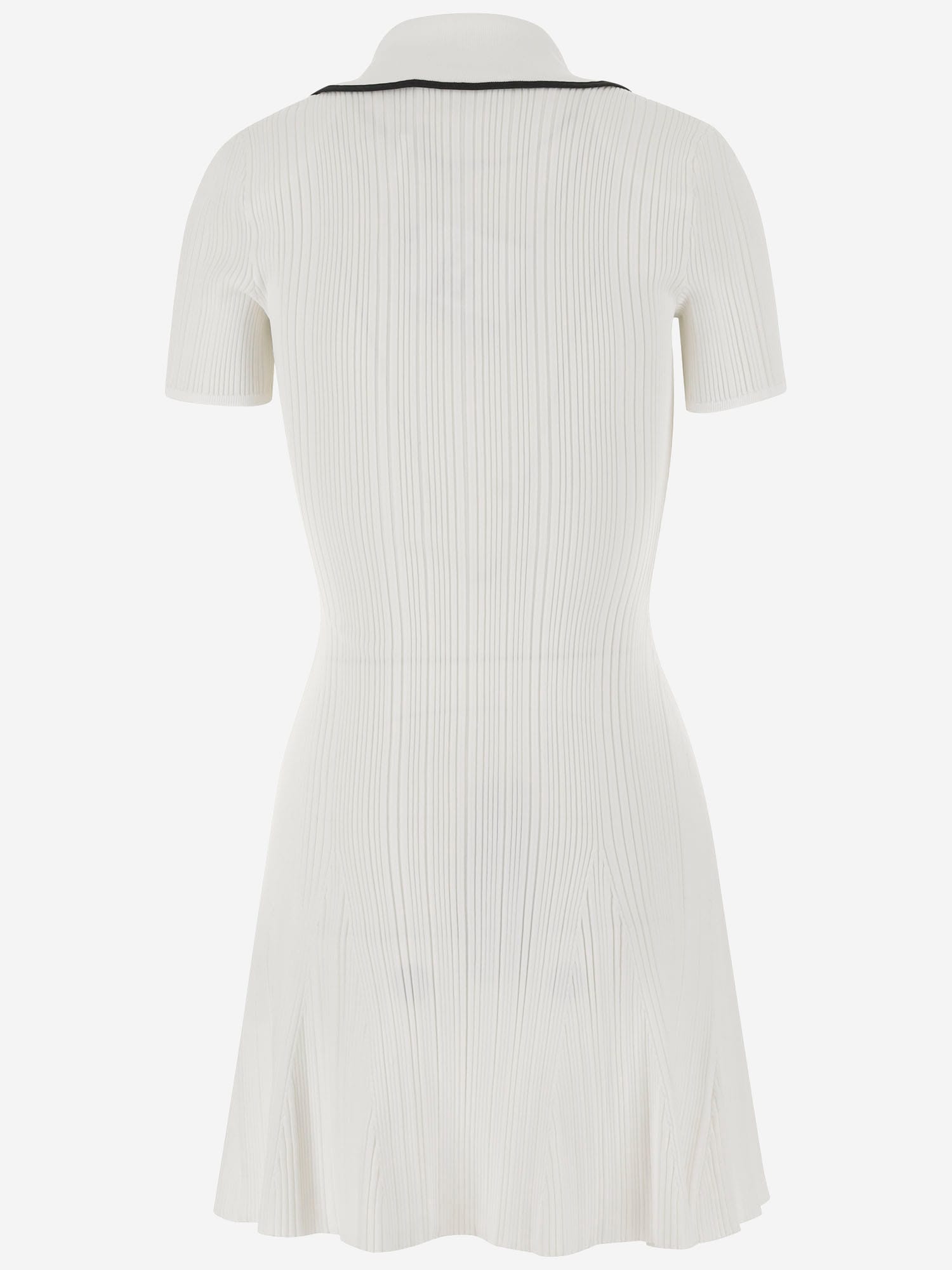 Shop Self-portrait Viscose Blend Ribbed Knit Mini Dress In White