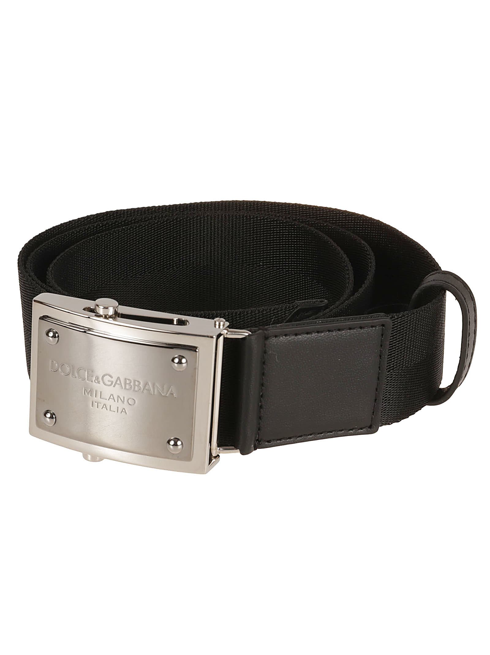 Shop Dolce & Gabbana Engraved Plaque Buckle Belt In Black