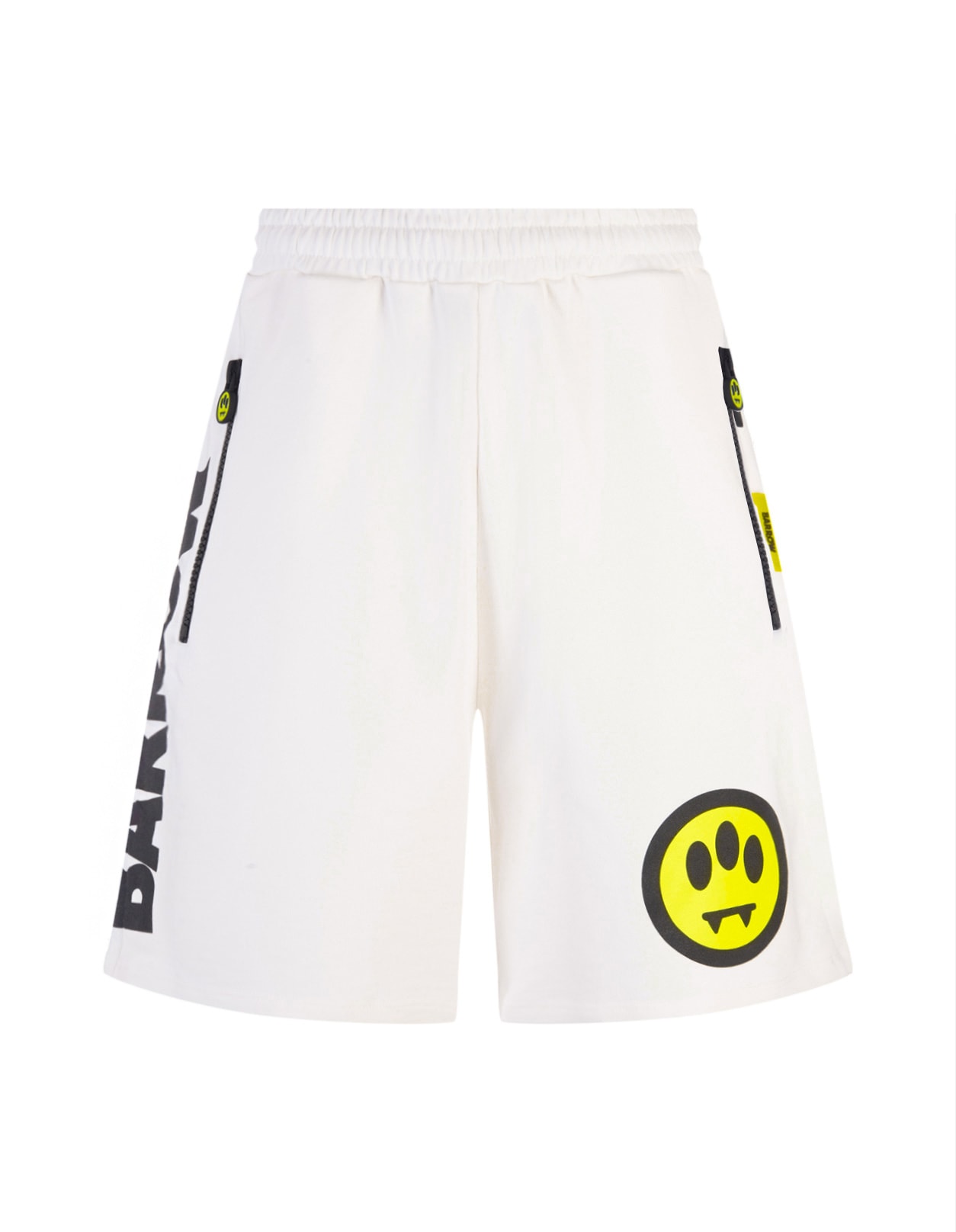 White Bermuda Shorts With Contrast Lettering Logo