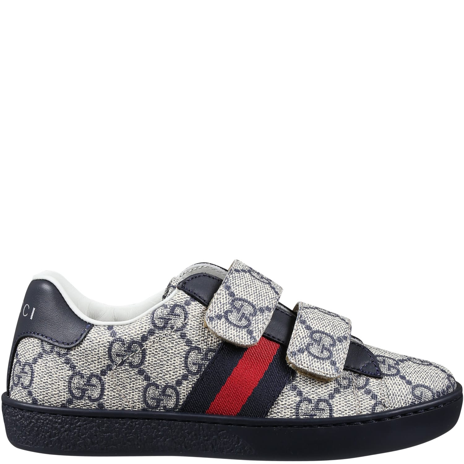 GUCCI BLUE ACE SNEAKERS FOR KIDS WITH ALL-OVER GG LOGO