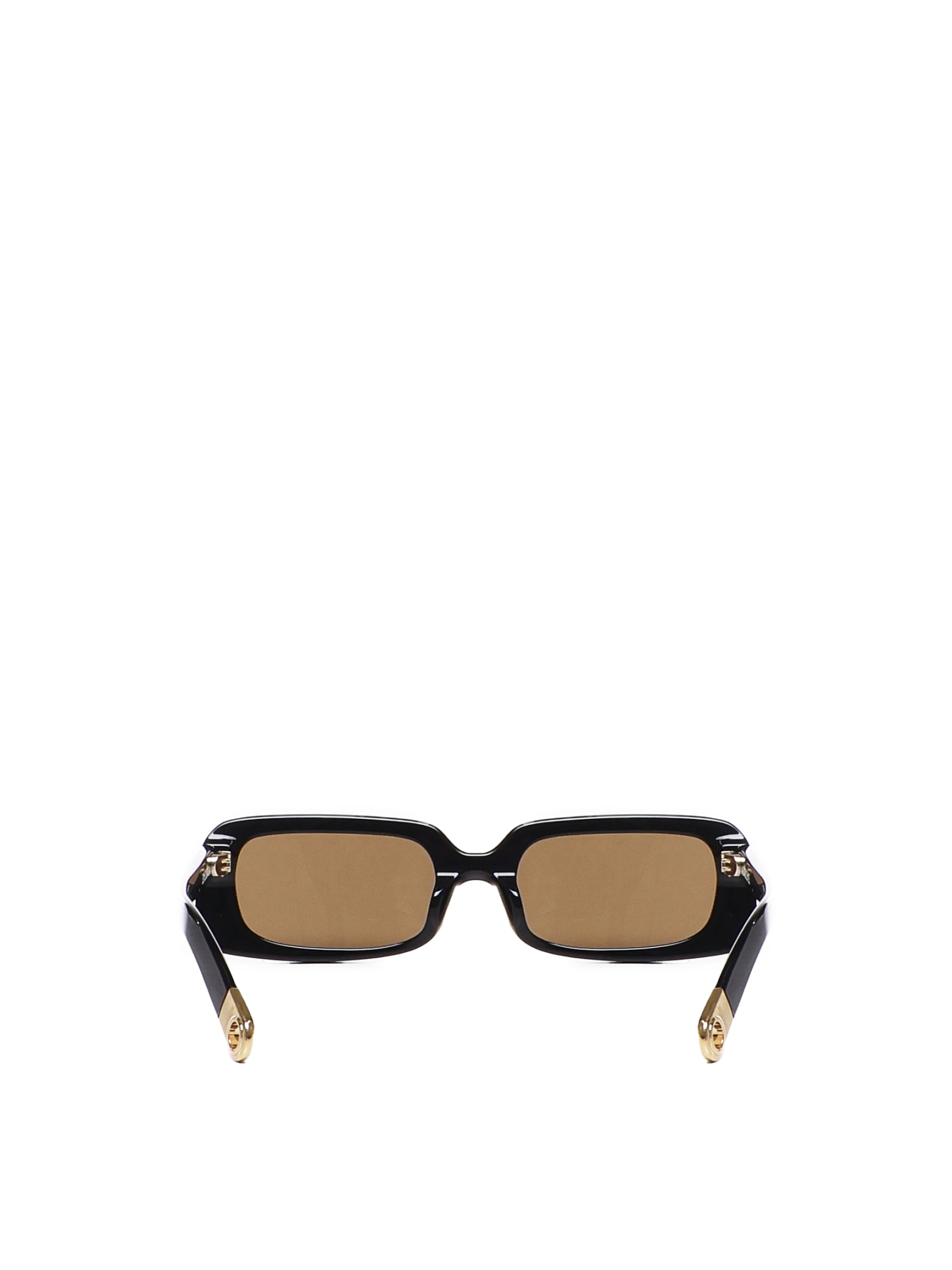 Shop Jacquemus Ovalo Sunglasses In Acetate In Azzuro Black Yellow Gold