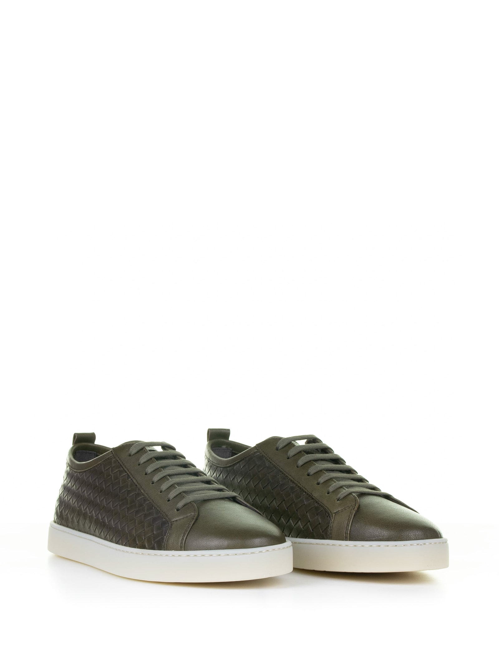 Shop Barrett Green Woven Leather Sneaker In Verde