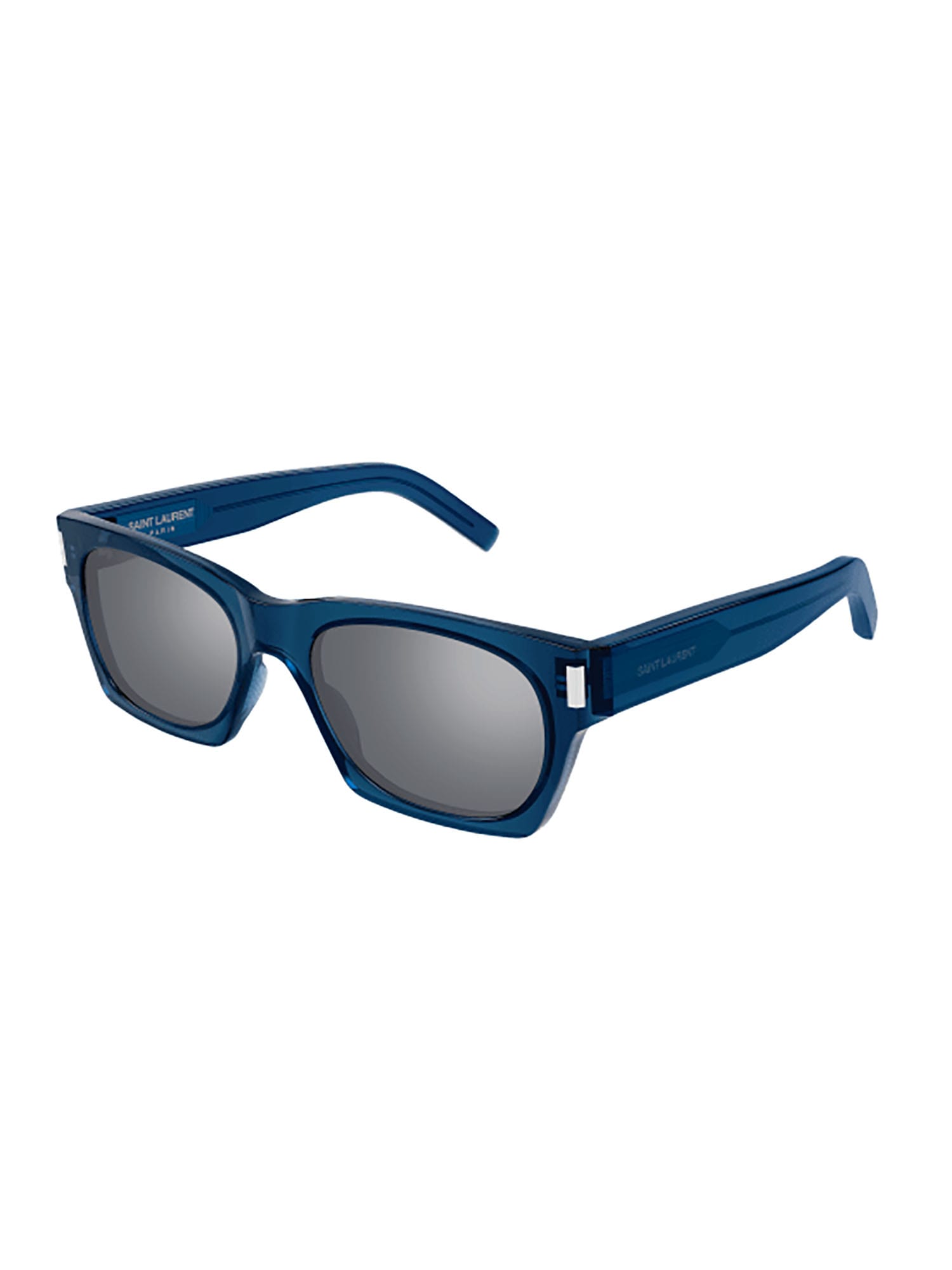 Shop Saint Laurent Sl 402 Sunglasses In Blue Blue Silver