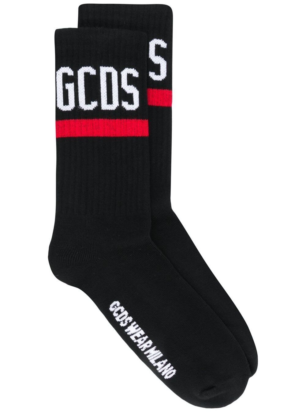Black Socks In Terry Cloth With Logo And Contrasting Details Gcds Man