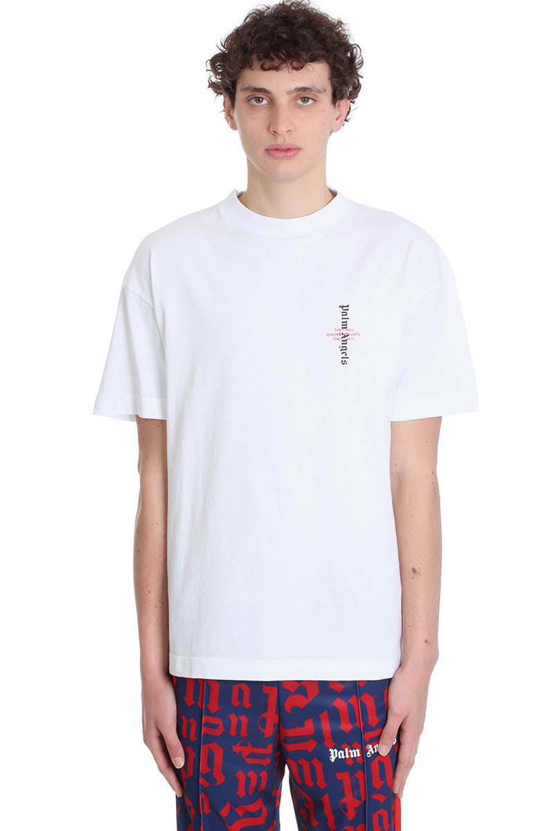 Palm Angels Statement Logo T-shirt In White Cotton
