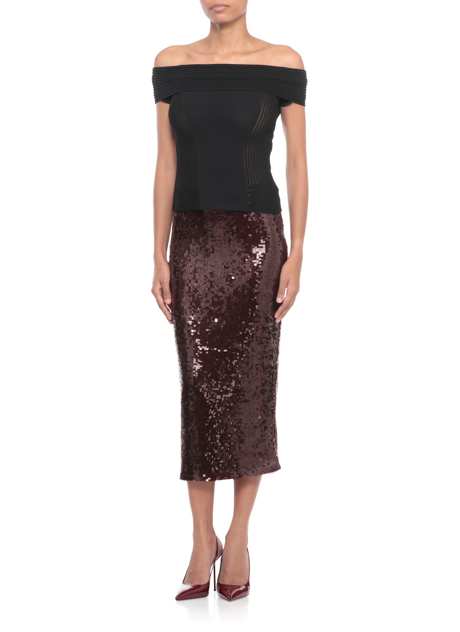 Rotate Birger Christensen Paillettes Skirt In Red