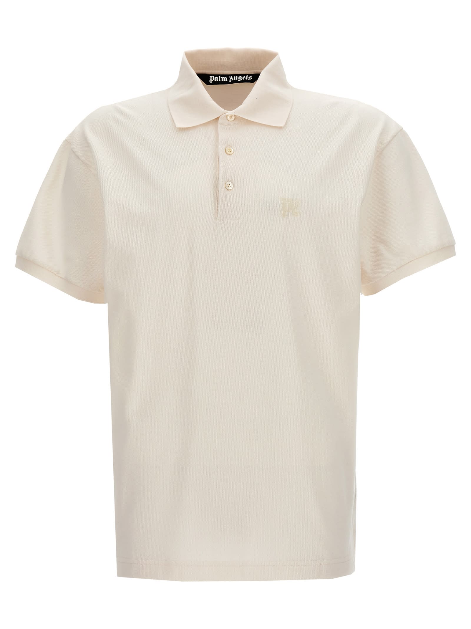 Shop Palm Angels Monogram Polo Shirt In White