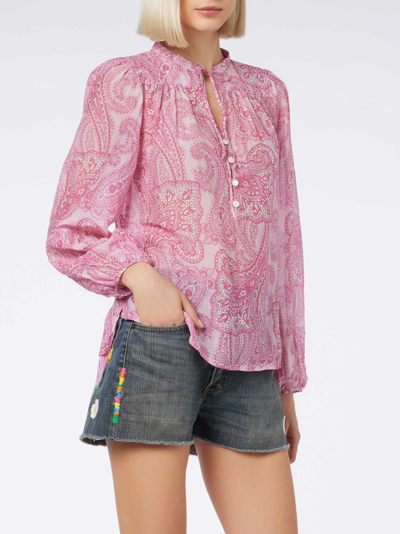 Mc2 Saint Barth Harper Voile Blouse In Pink