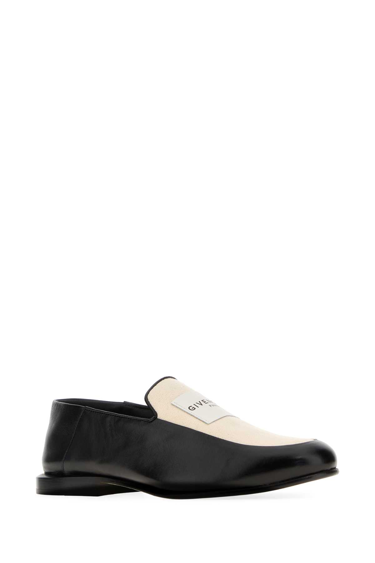 Givenchy Two-tone Leather And Canvas Label Loafers
