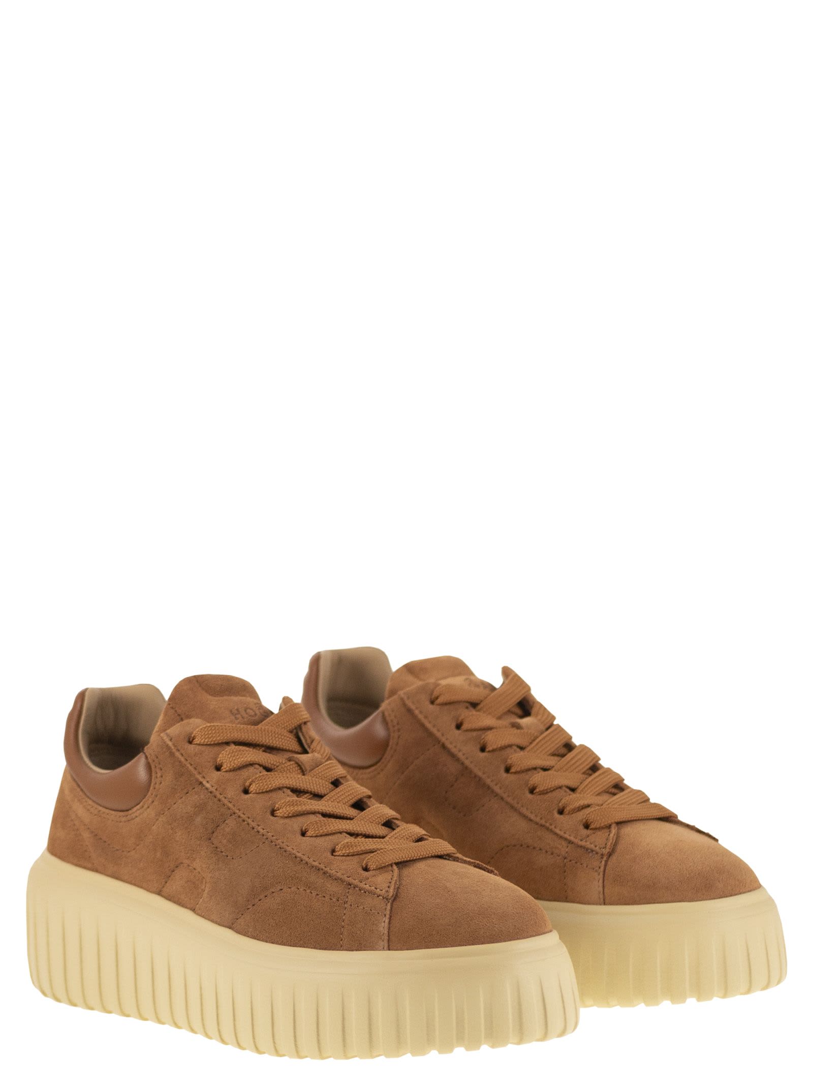 Hogan H-stripes Suede Trainers In Brown