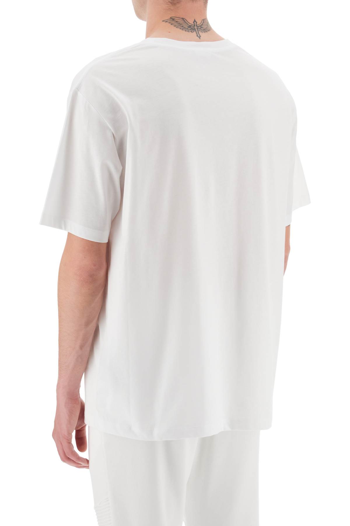 Shop Balmain Logo Print T-shirt In Blanc Noir (white)