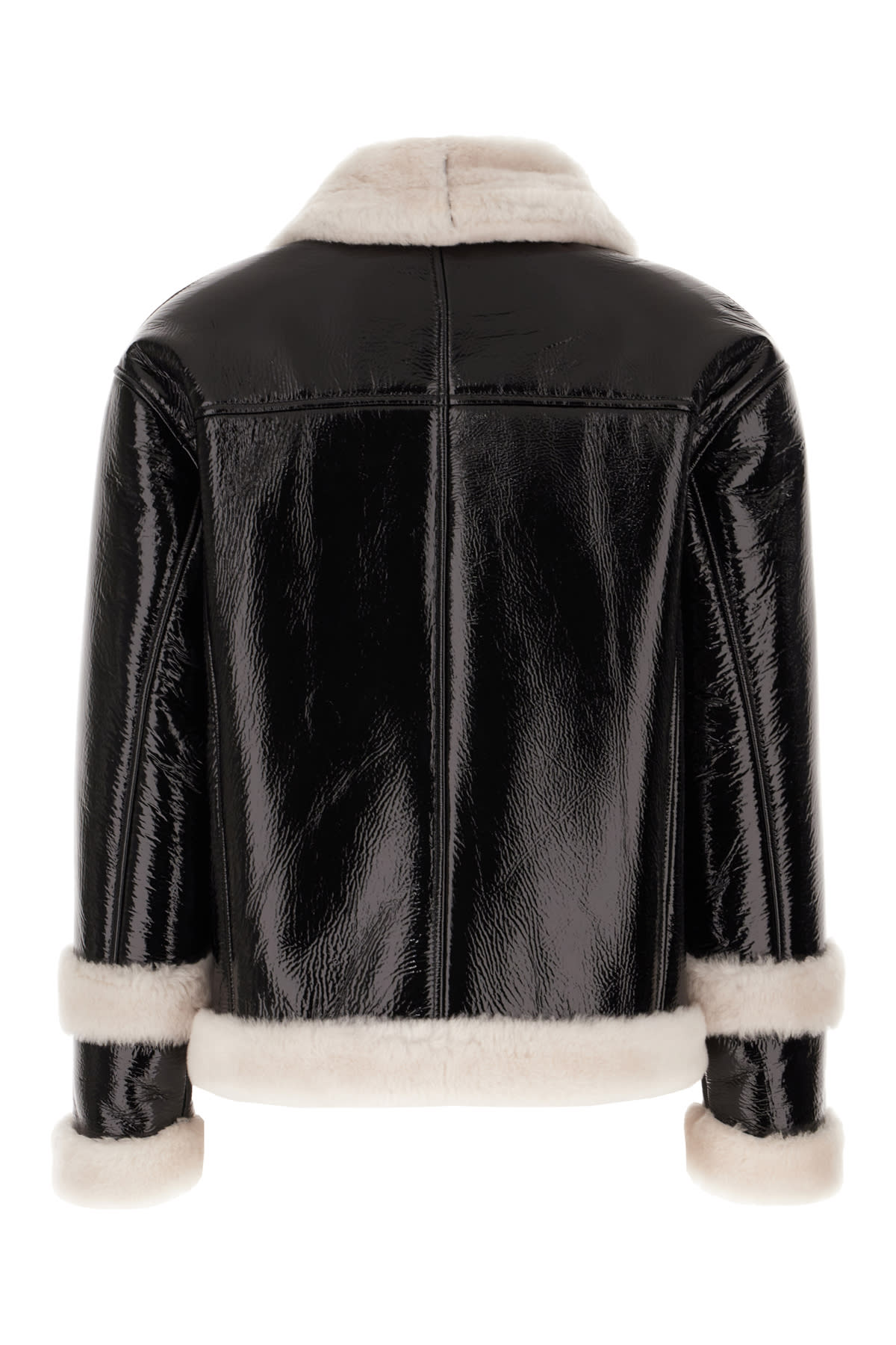 Shop Blancha Black Shearling Jacket In Burro Nero