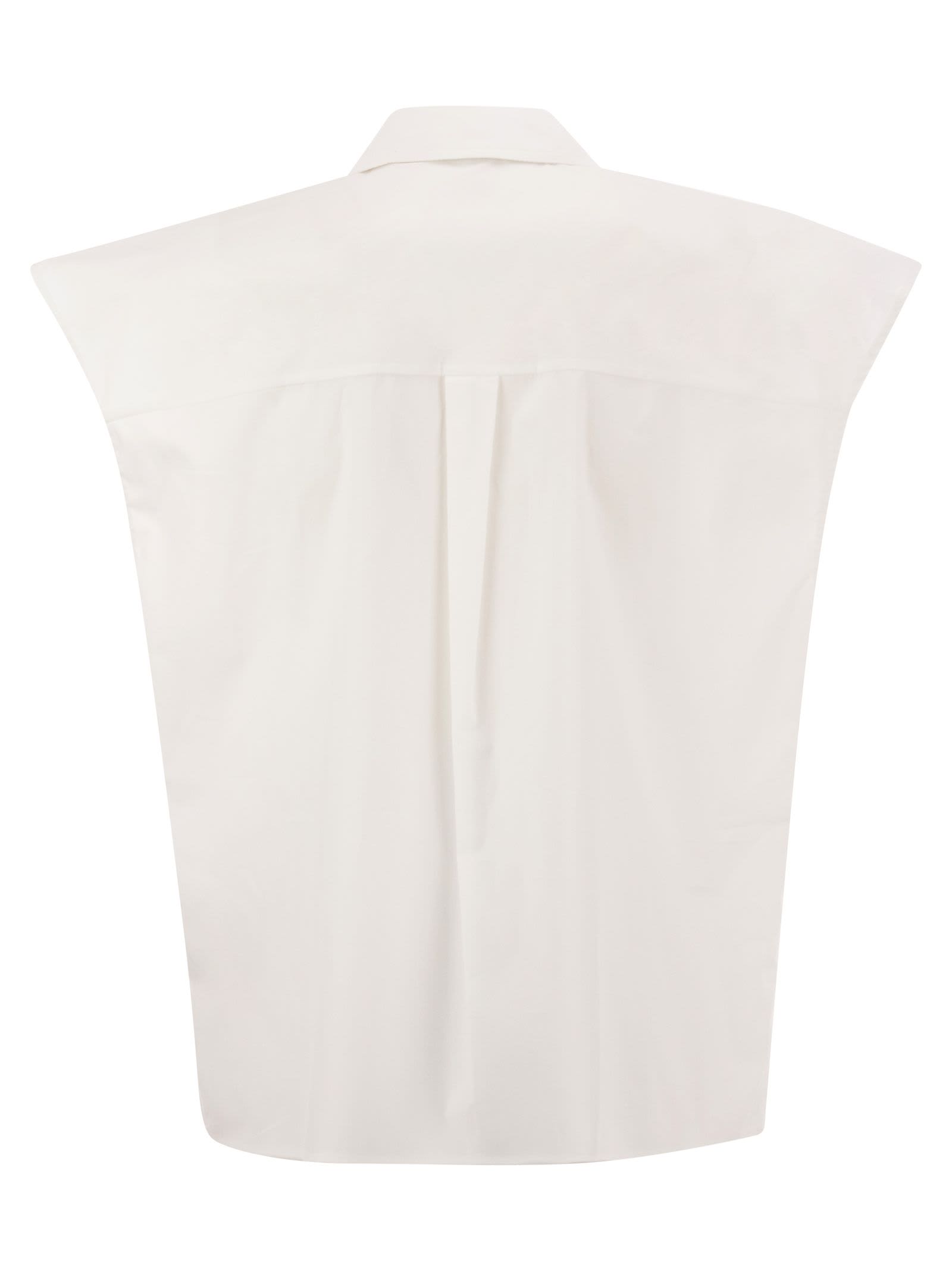 Shop Woolrich Short-sleeved Blouse In Pure Cotton Poplin In Bright White