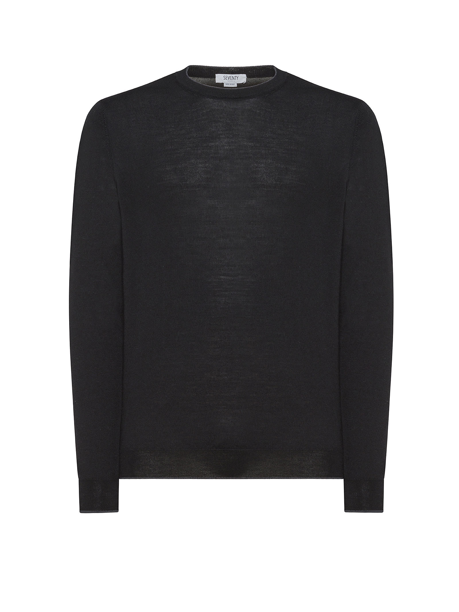 Black Crewneck Sweater In Merino Wool