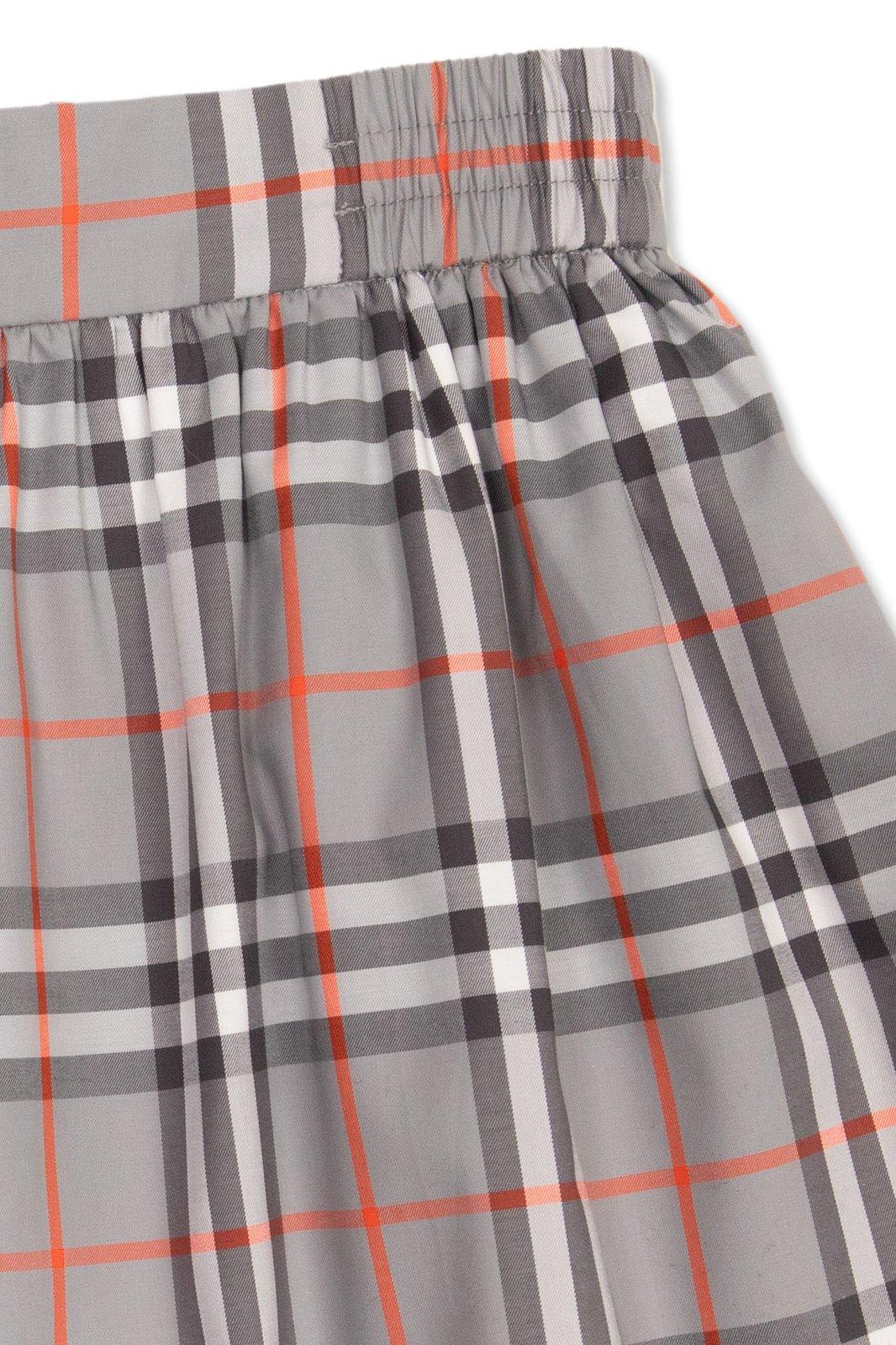 Shop Burberry Checkered Elasticated Waist Skirt In Grigio