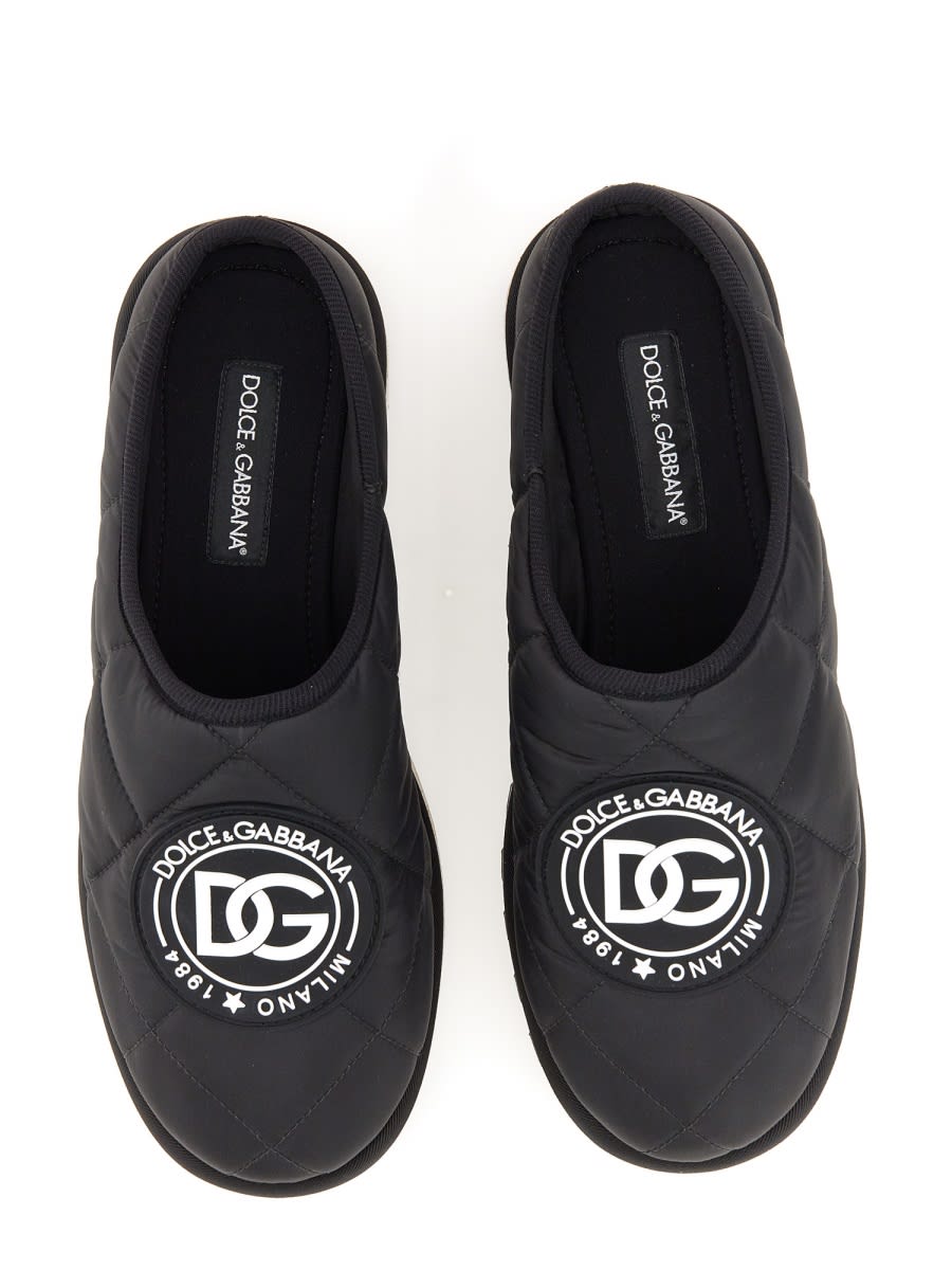 Shop Dolce & Gabbana Quilted Nylon Slipper In Black