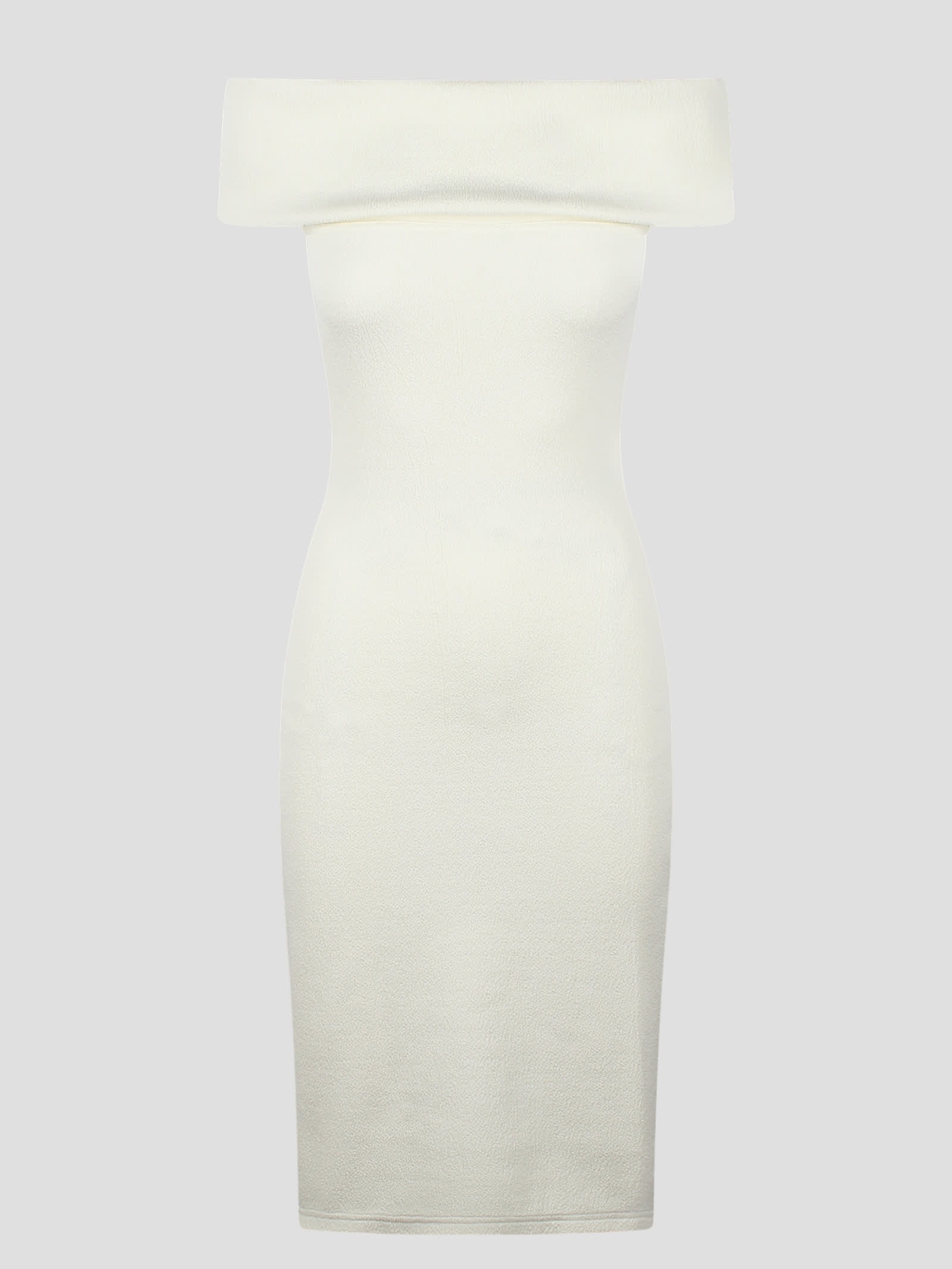 Textured Nylon Off-the- Shoulder Dress