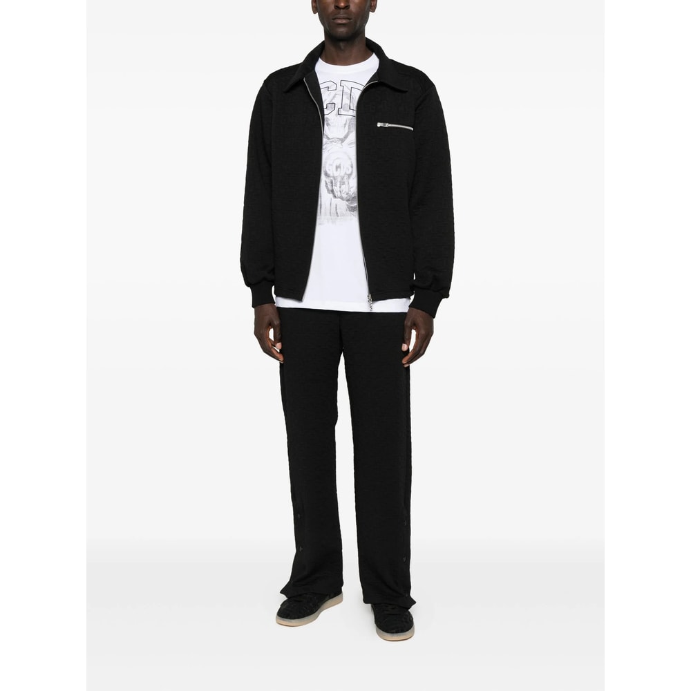 Gcds Cotton Zip-up Jacket In Black
