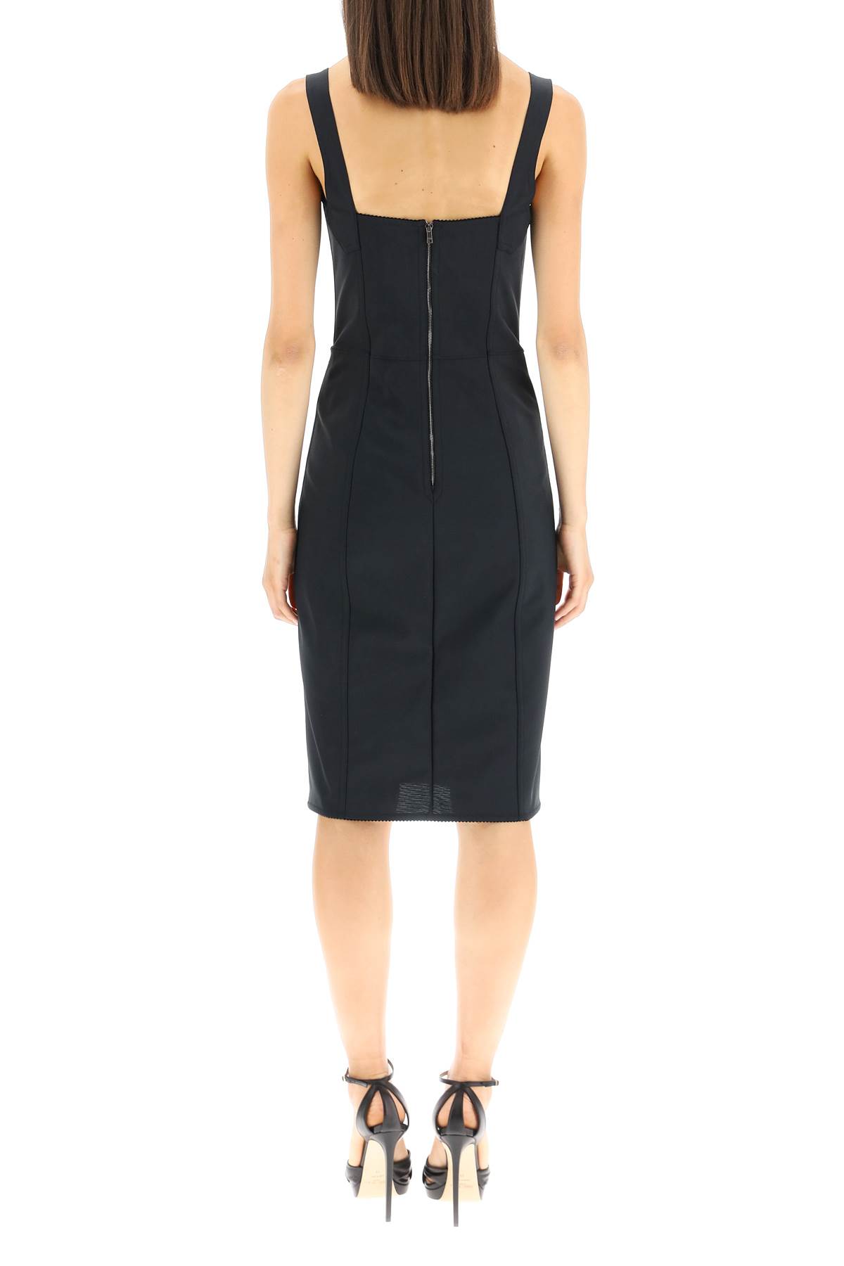 Dolce & Gabbana Fitted Dress With Textured Panels In Black