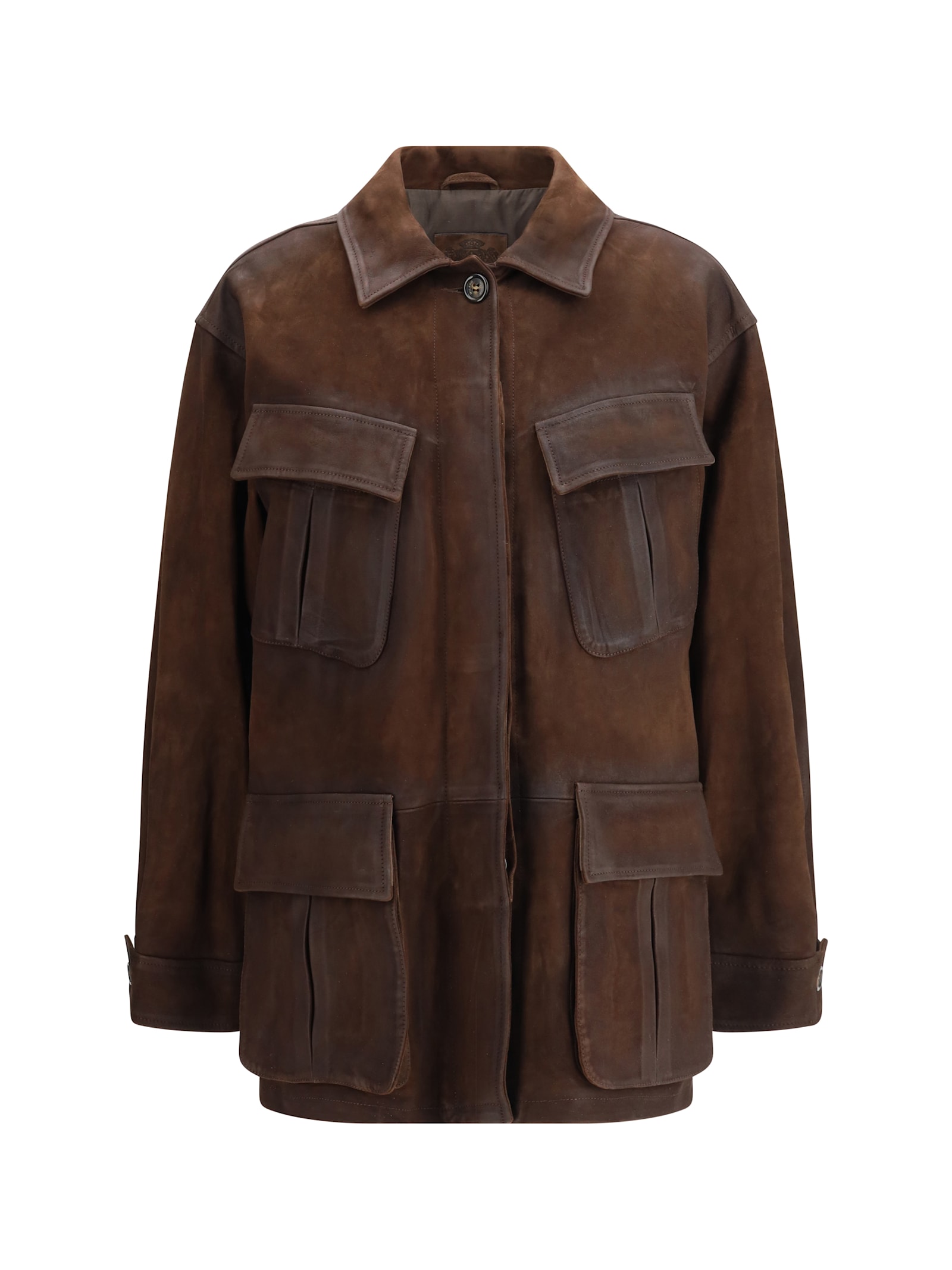 Valstar Sahariana Flap-pocket Suede Jacket In Brown