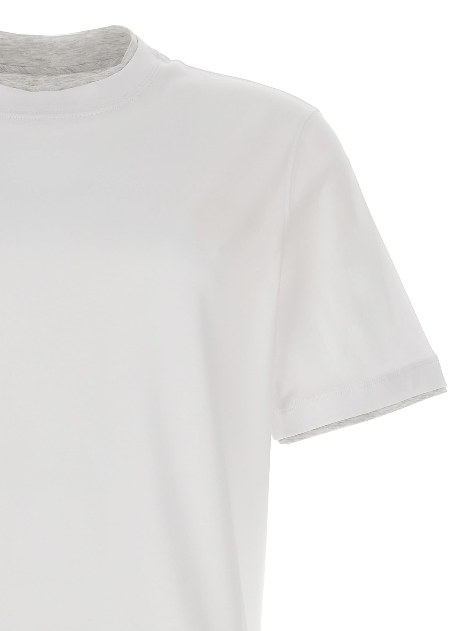 Shop Brunello Cucinelli Double Layer T-shirt In White