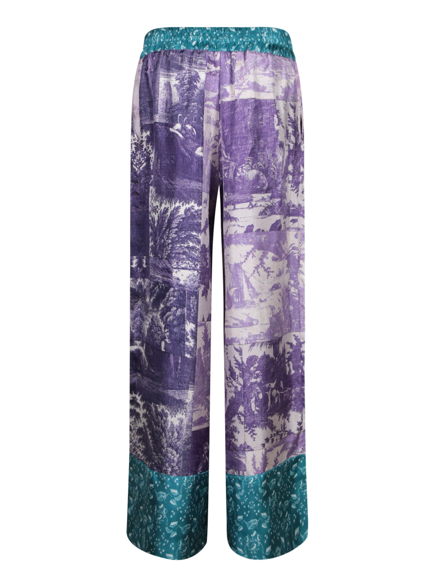 Shop Pierre-louis Mascia Printed Purple Blue Pants