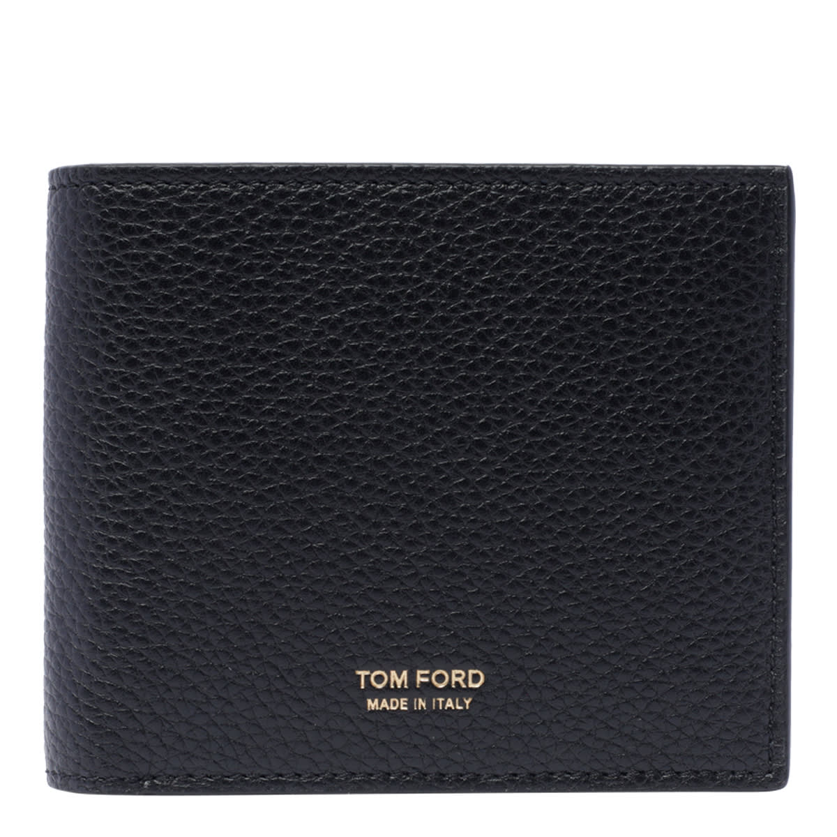 Tom Ford Black Soft Grain Leather T Line Business Card Holder In Black