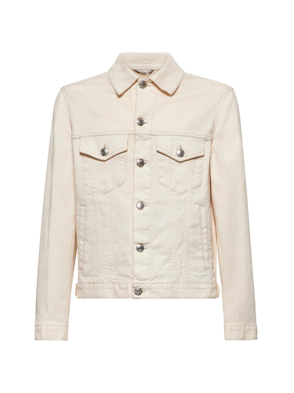 Brunello Cucinelli Classic White Denim Jacket For Men In Beige