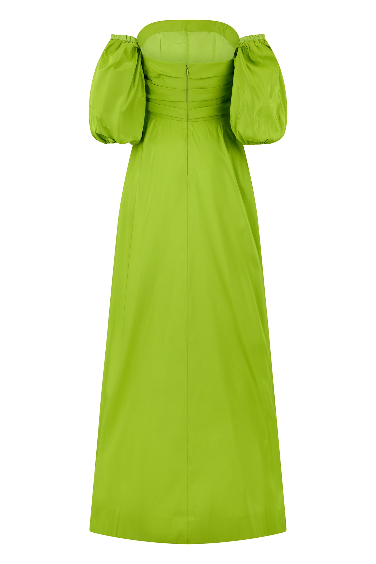 Valentino Long Elegant Green Dress With Balloon Sleeves In Green