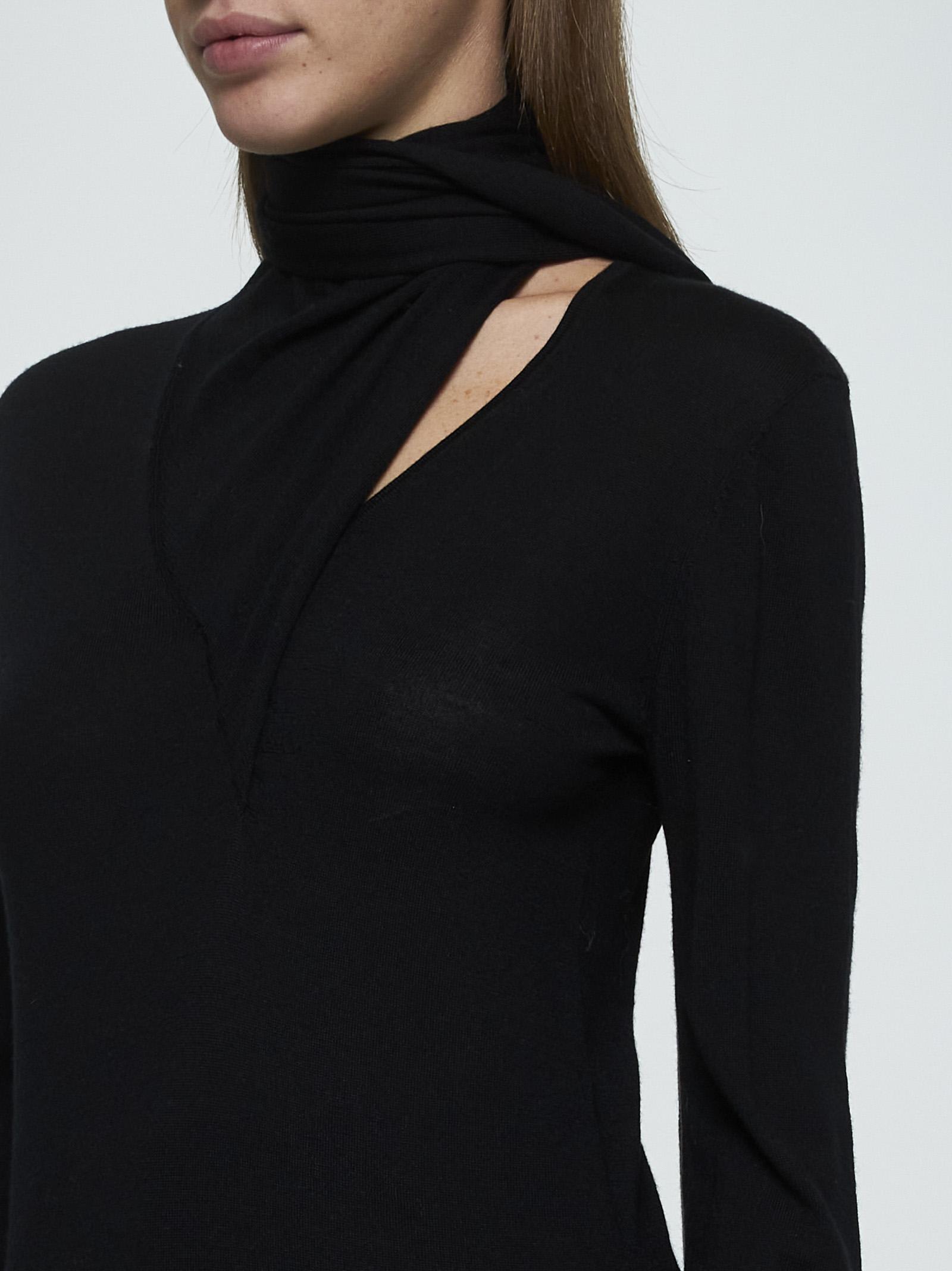 Shop Totême Scarf Wool And Silk Sweater In Black