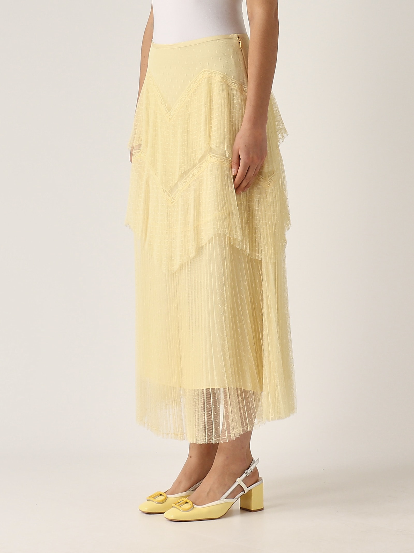 Twinset Midi Skirt In Vaniglia