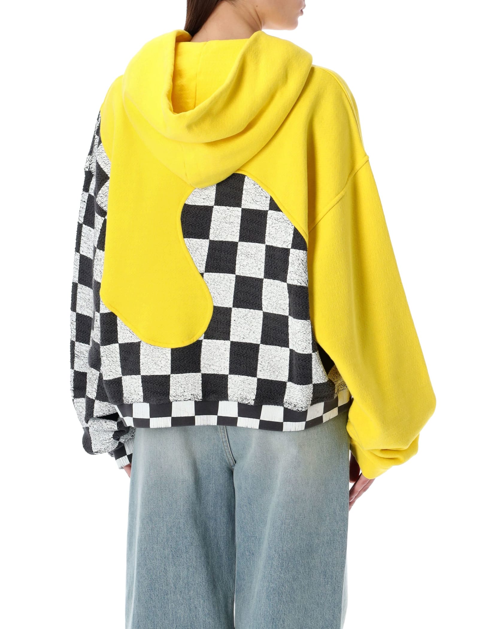 Shop Erl Checked Swirl Hoodie In Yellow Checker