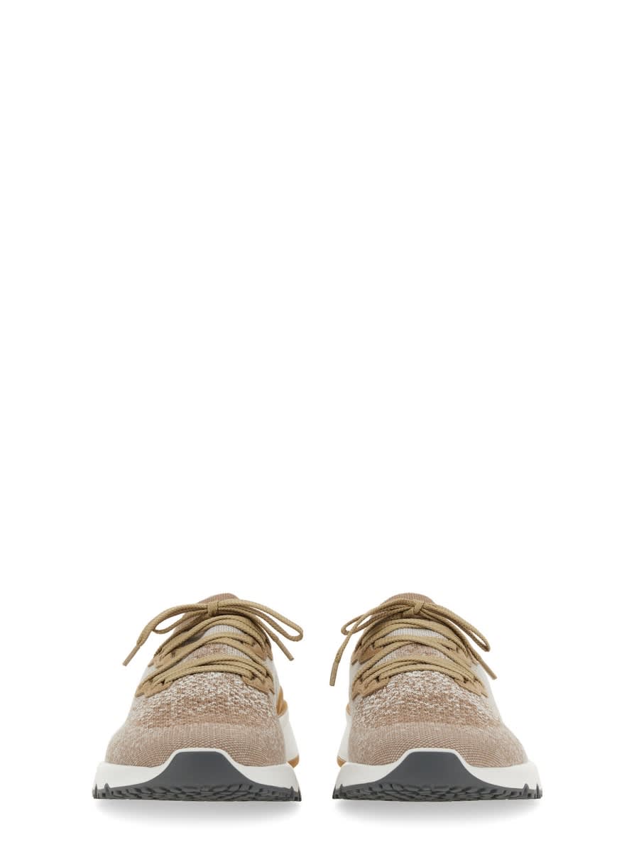 Shop Brunello Cucinelli Runnes In Cotton Chiné Knit In Beige