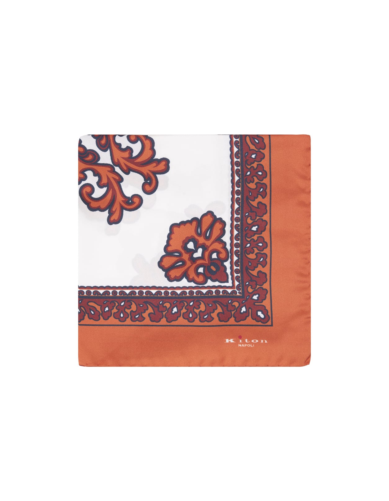 Orange And White Pocket Handkerchief With Pattern