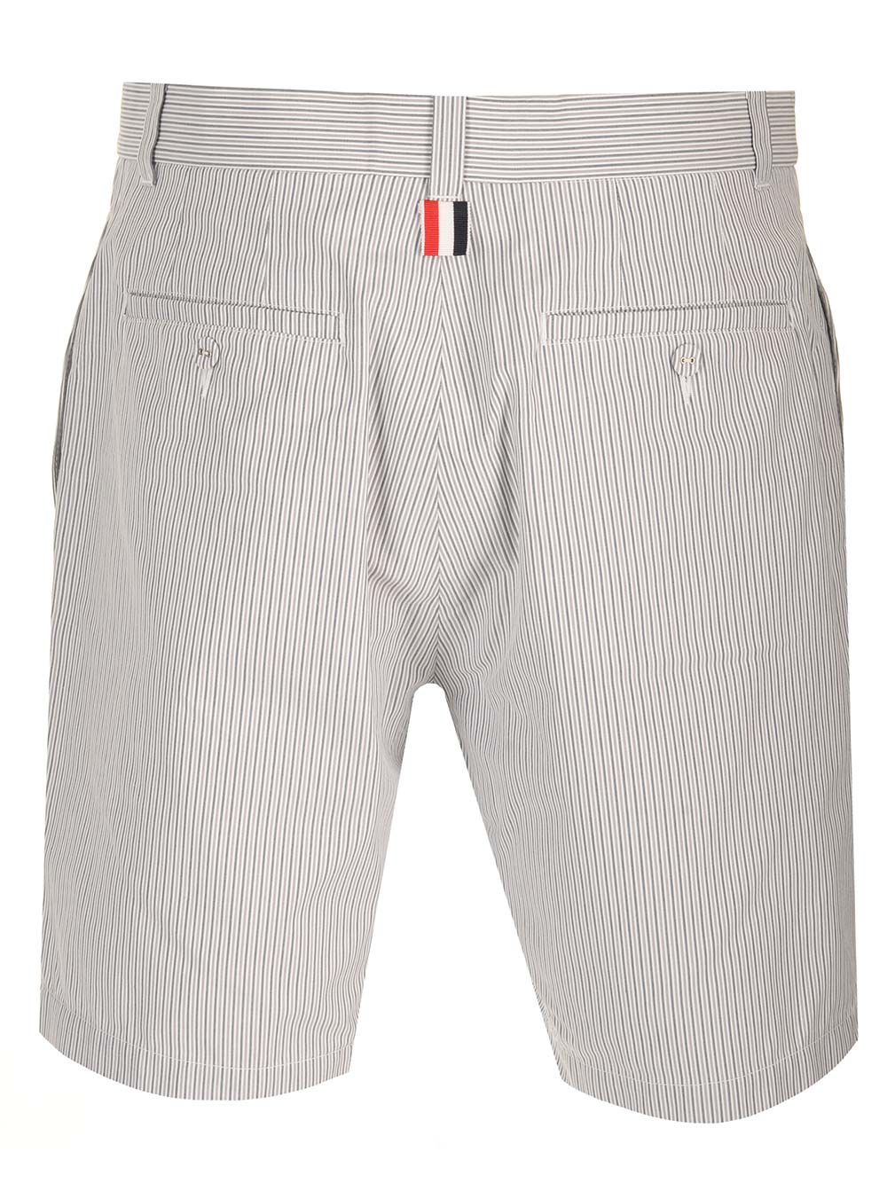 Shop Thom Browne Striped Cotton Bermuda Shorts In Med Grey