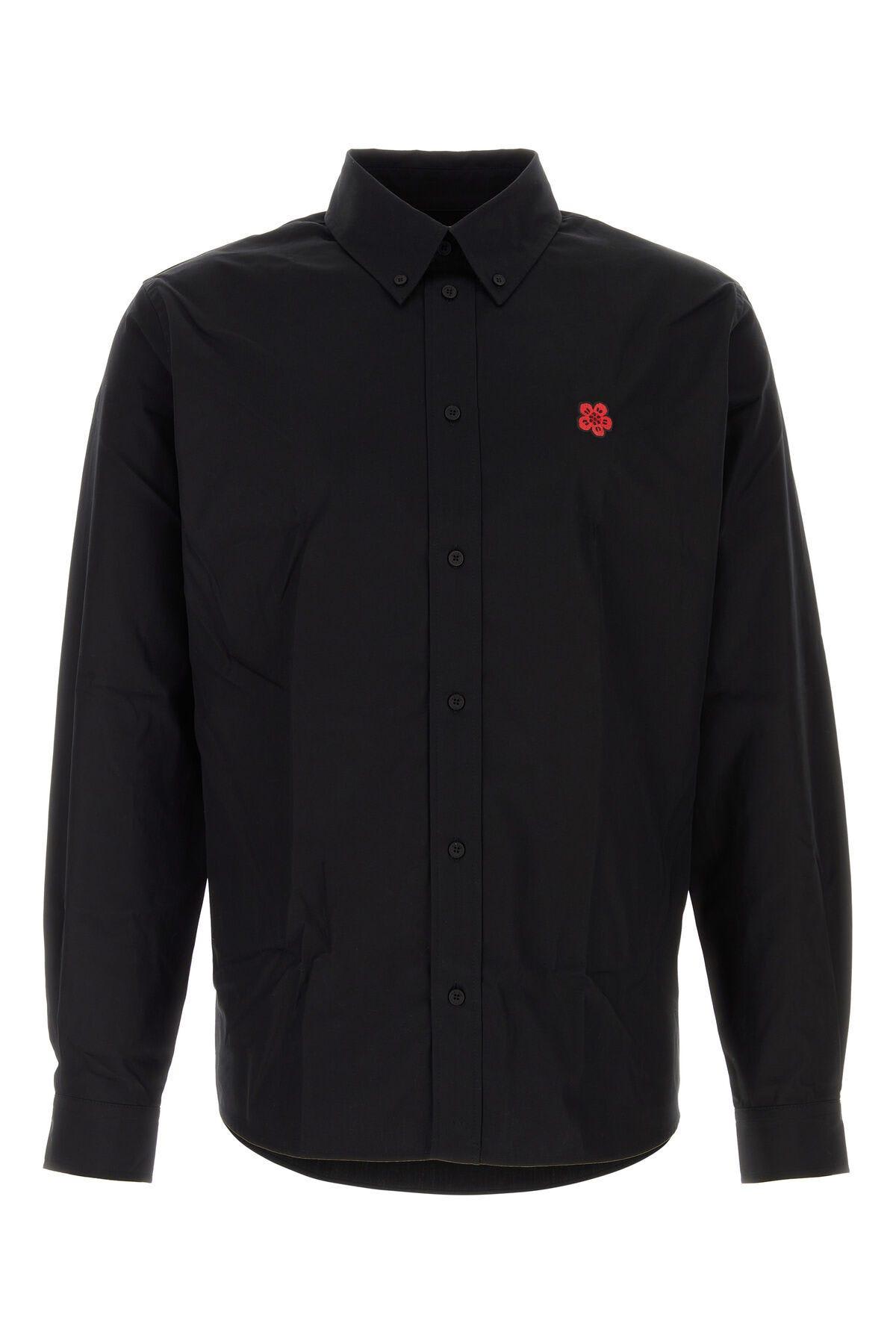 Shop Kenzo Black Oxford Shirt In Nero