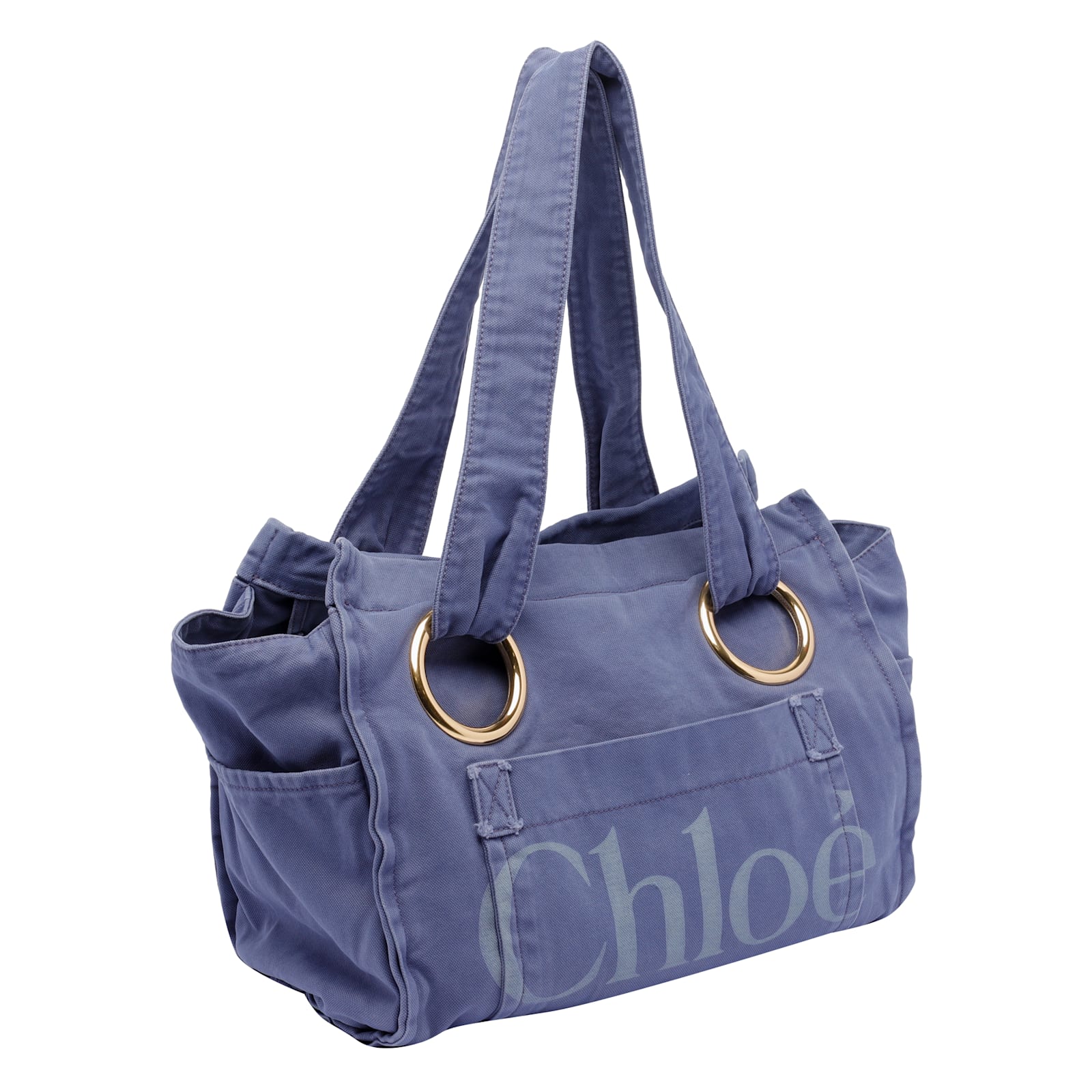 Chloé Womens Evening Blue Plage Medium Cotton Tote Bag