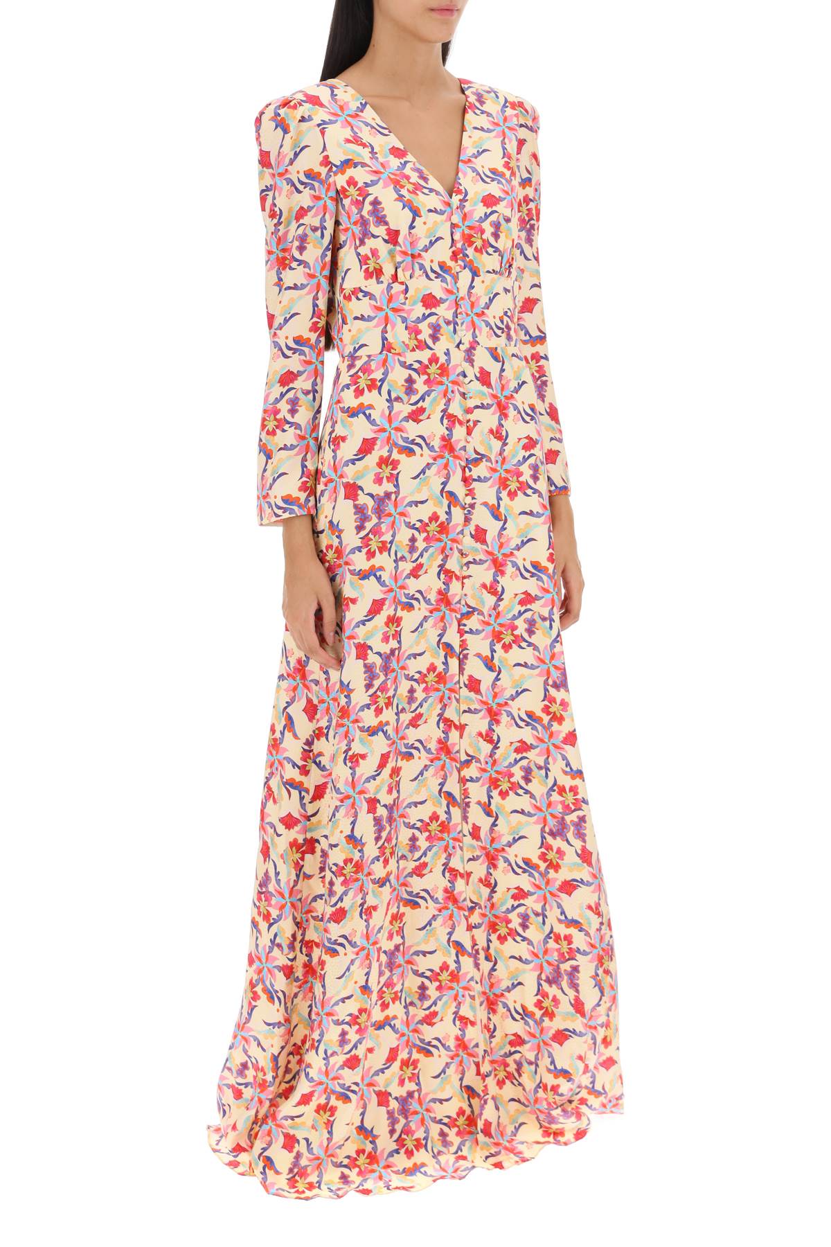 Shop Saloni Margot Long-sleeved Maxi Dress In Freesia Bloom