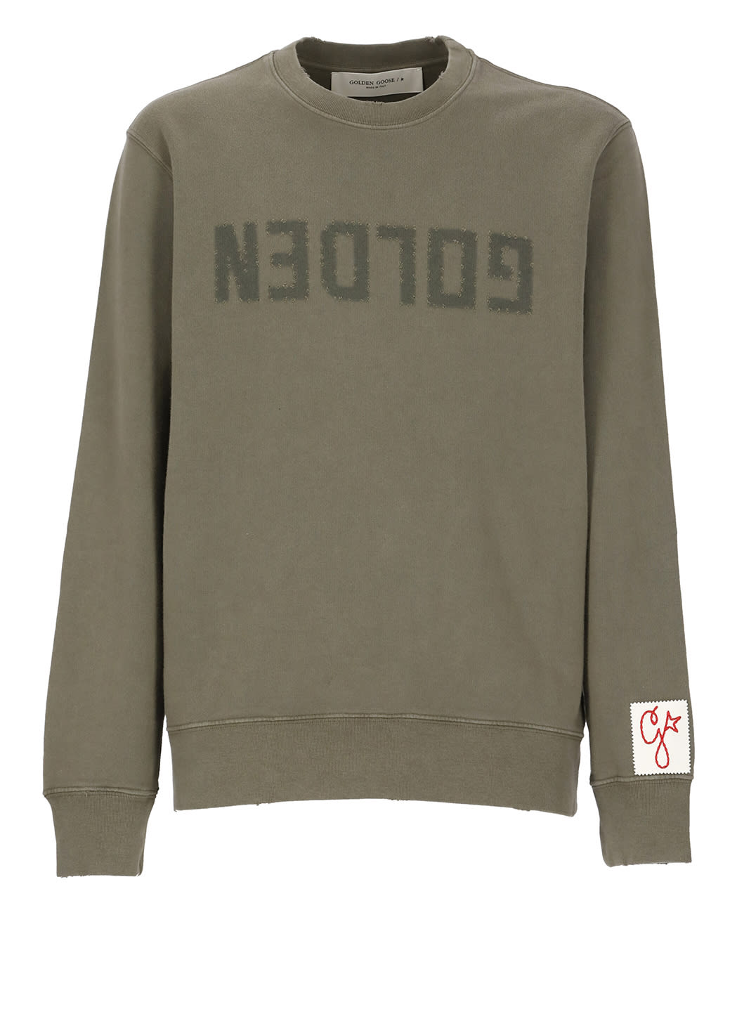 Golden Goose Distressed Logo Graphic Sweatshirt In Green | ModeSens