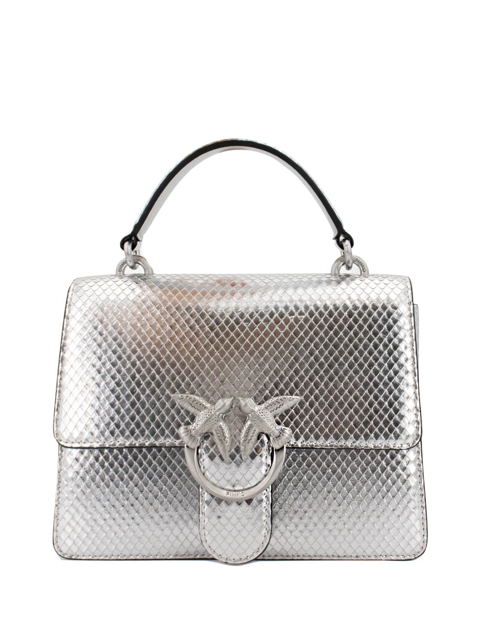 Shop Pinko Bag In Argento Brushed Silver