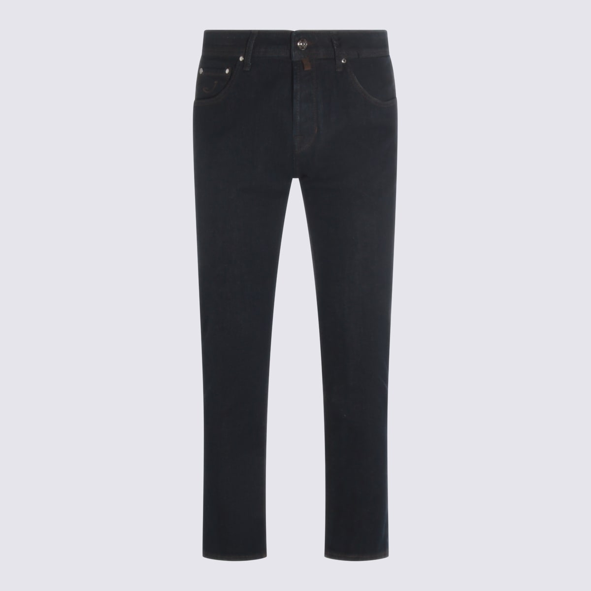 Jacob Cohen Straight Leg Five-pocket Trousers Rivet Accents In Black
