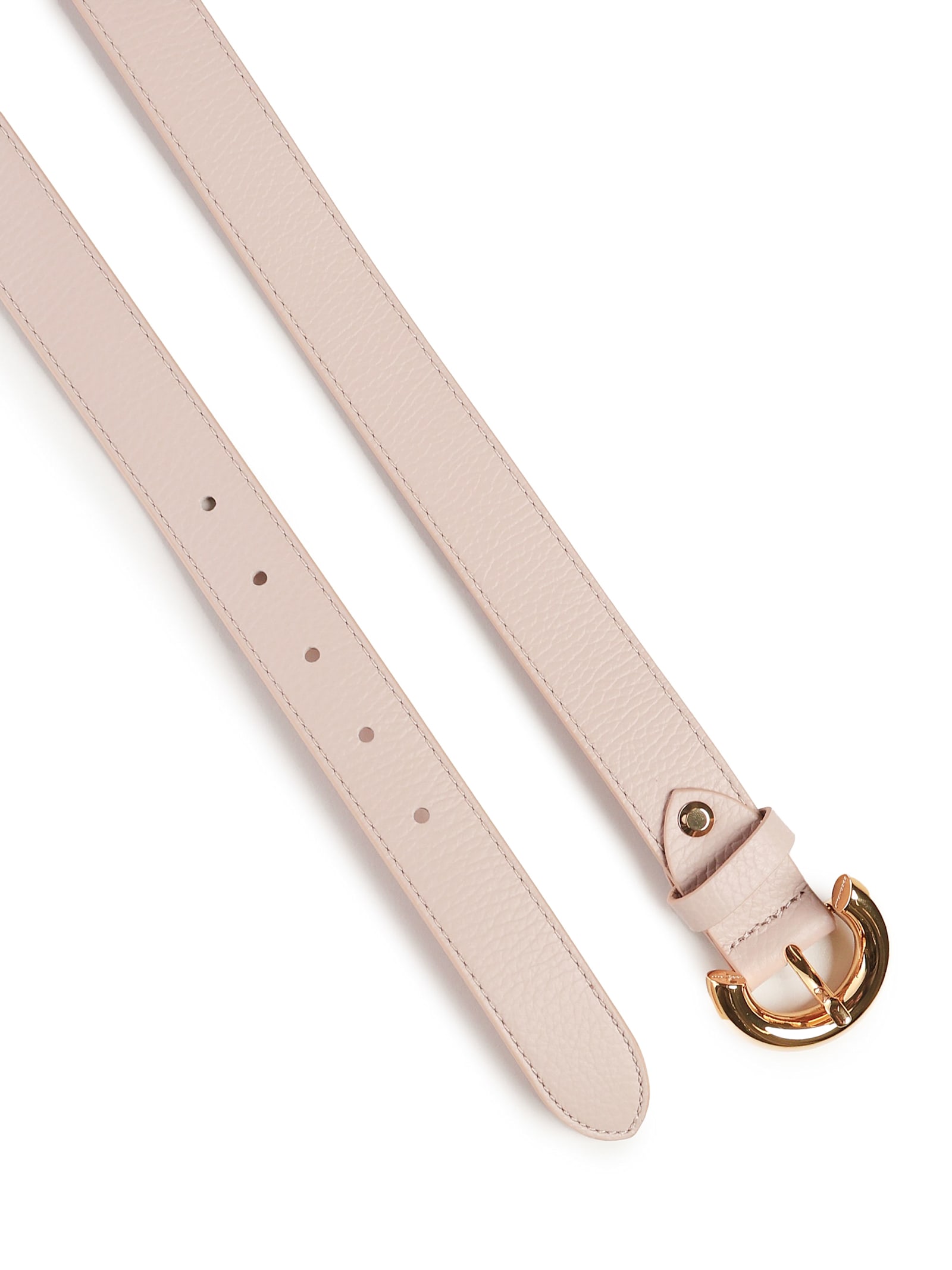 Shop Coccinelle Leather Belt With Grain In Pink