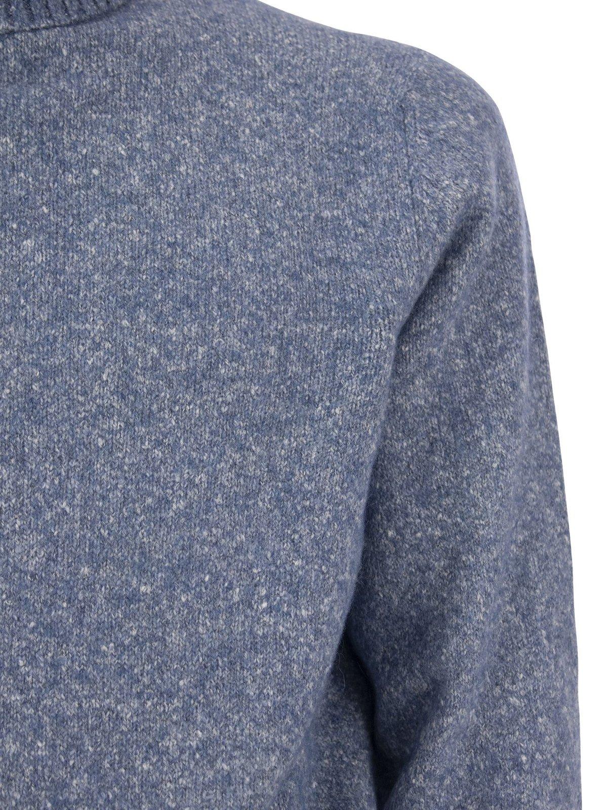 Shop Brunello Cucinelli Turtleneck Knitted Jumper In Clear Blue